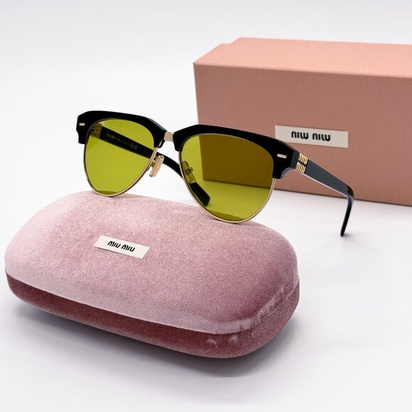 NEW MIU MIU SMU 09Z 1AB07O BLACK GREEN WOMEN SUNGLASSES MU09ZS 1AB07O MIU MIU